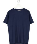 WIT AND WONDER Navy Blue Textured Knit T-shirt UK L