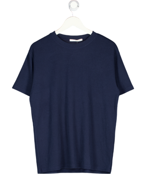 WIT AND WONDER Navy Blue Textured Knit T-shirt UK L