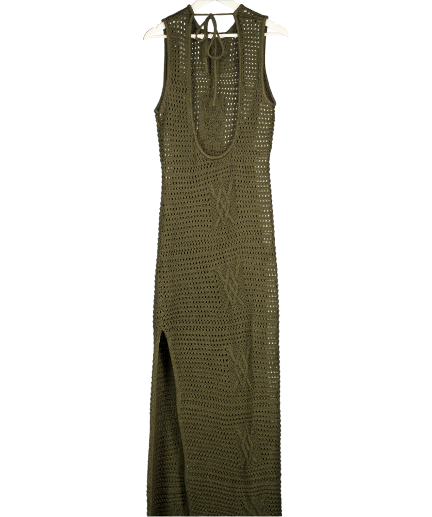 DAILY PAPER Green Izara Open-back Slim-fit Cotton-knit Maxi Dress UK XXL