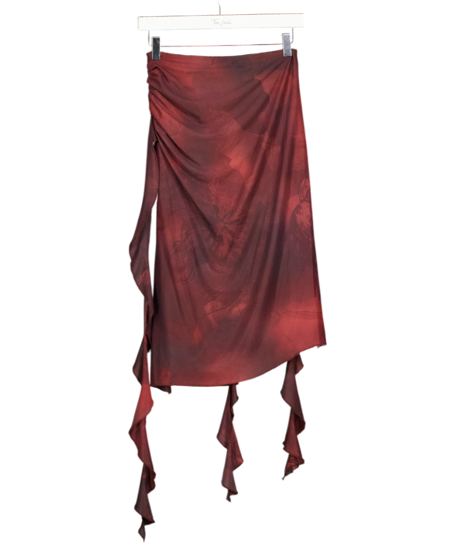 Mars the Label Burgundy Red Mesh The Eimear Skirt UK 8