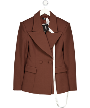 WANDERDOLL Brown Charlotte Double Breasted Padded Suiting Jacket UK S