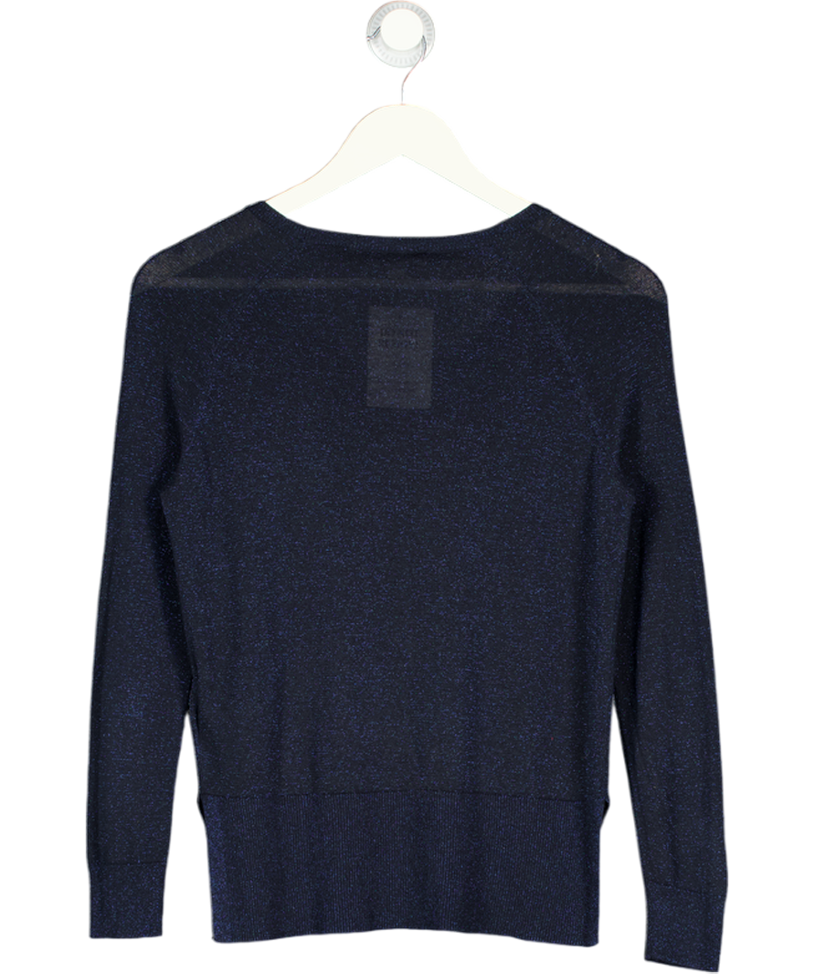 Whistles Blue C255 Sparkle Knit Split Hem Jumper UK XS
