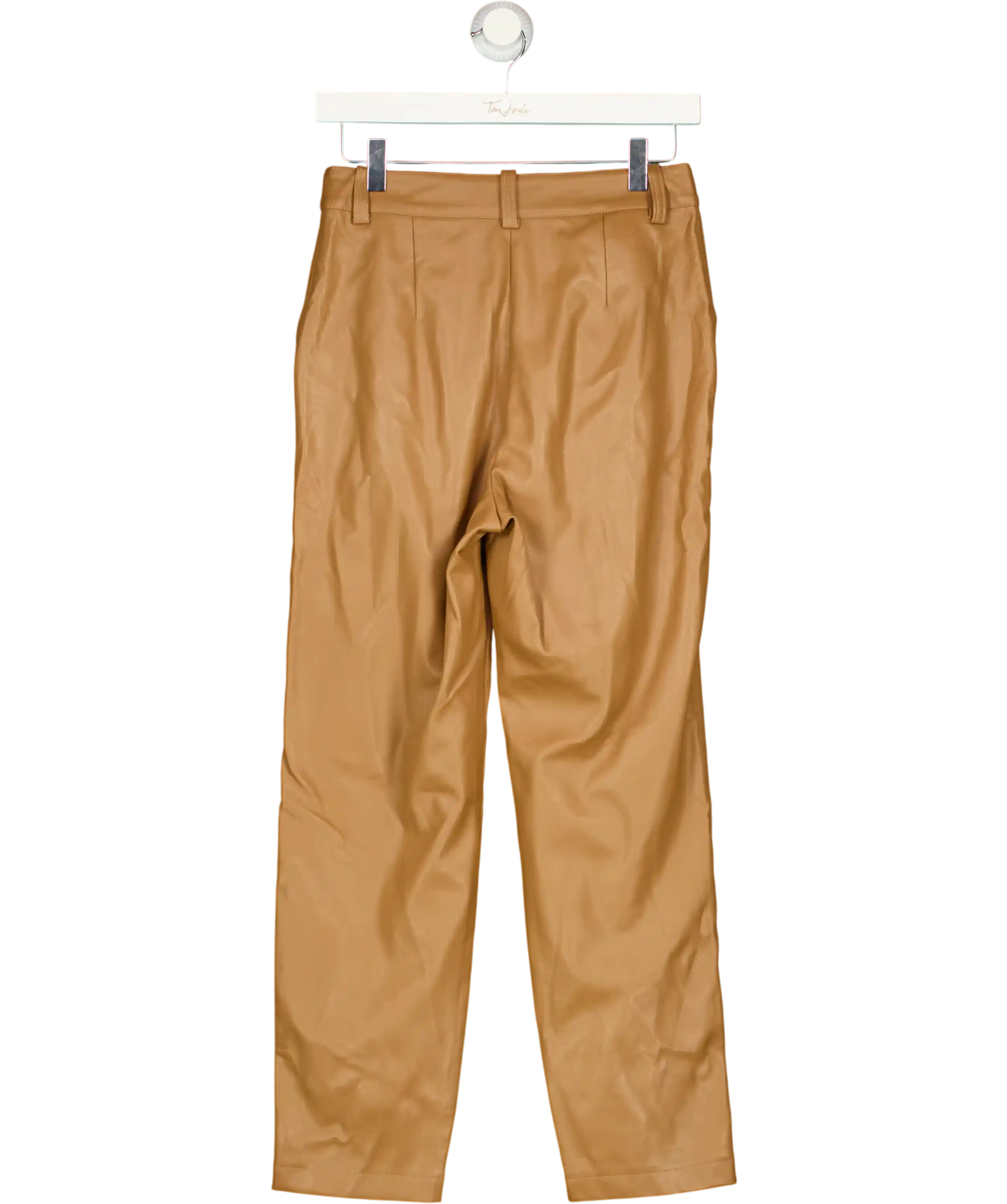 TOPSHOP Tan Brown Faux Leather V Front Pleated Trousers UK 8