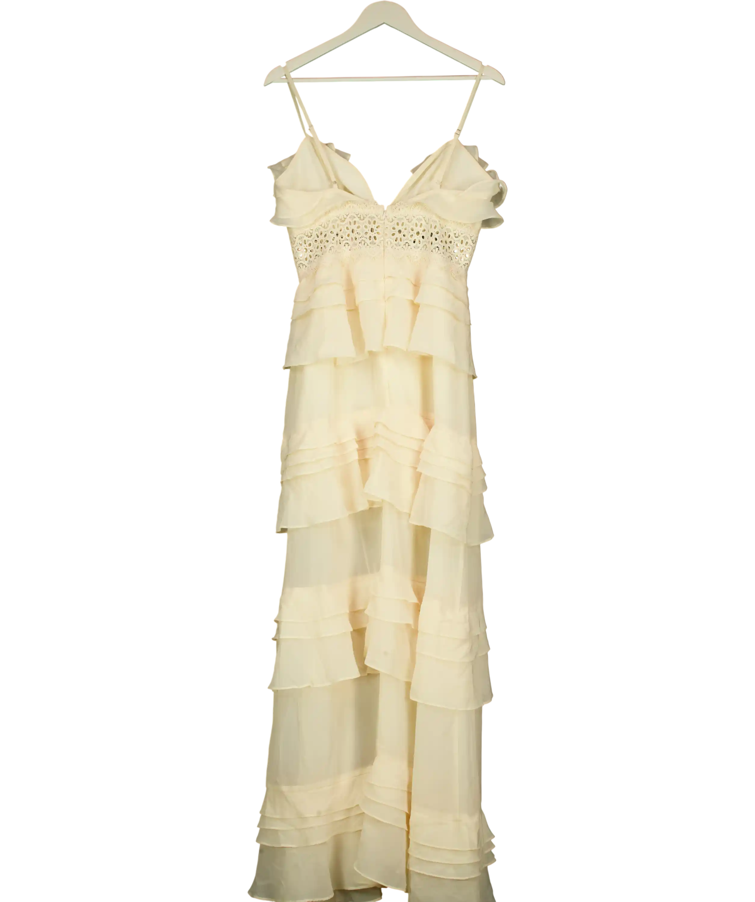 True Decadence Cream Tiered Ruffle Maxi Dress UK 12