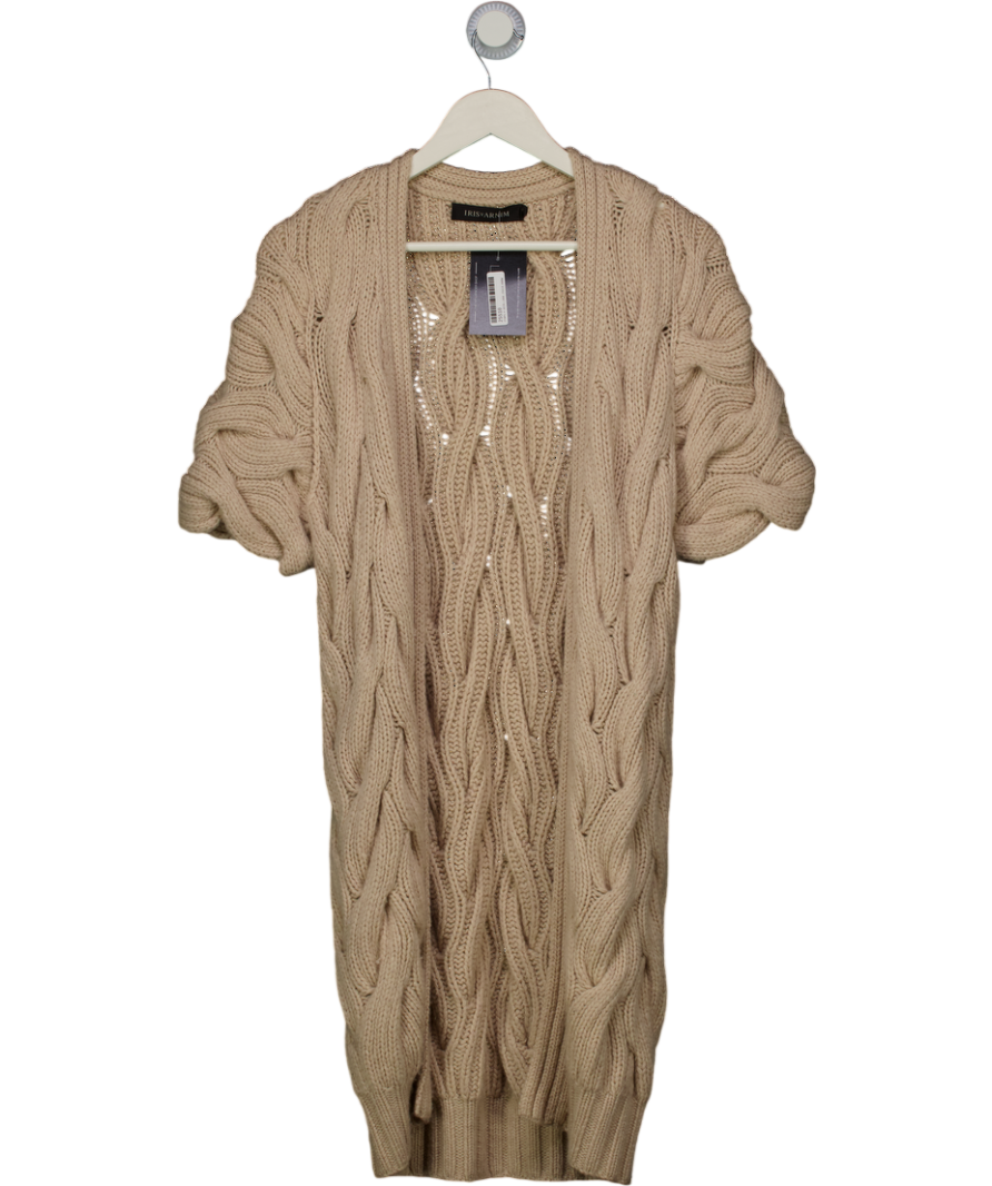 IRISvARNIM Cream Cashmere Cable Knit Short Sleeve Cardigan UK S