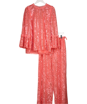 Needle & Thread 2-piece Coral Pink Raindrop Gloss Tunic Top & Trouser Set UK M