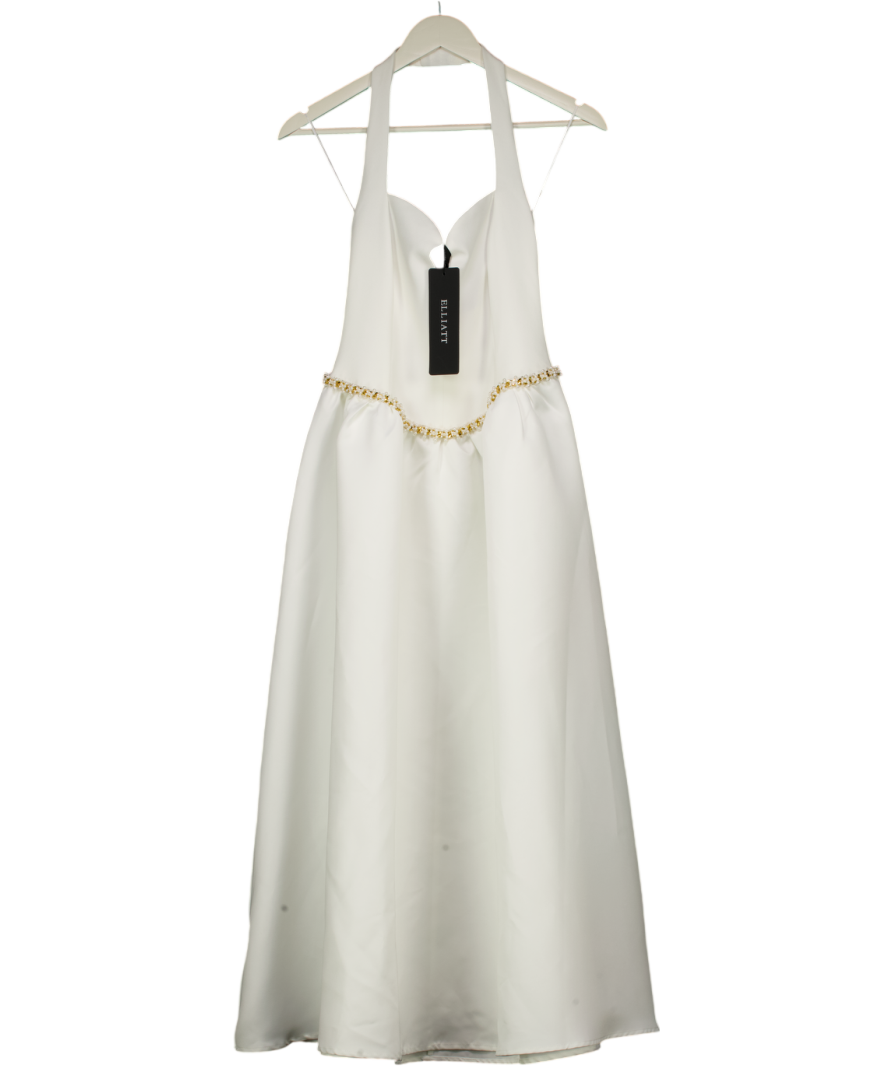 ELLIATT Ivory White Pearl Embellished Waist Maxi Dress UK S