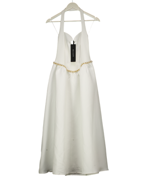 ELLIATT Ivory White Pearl Embellished Waist Maxi Dress UK S