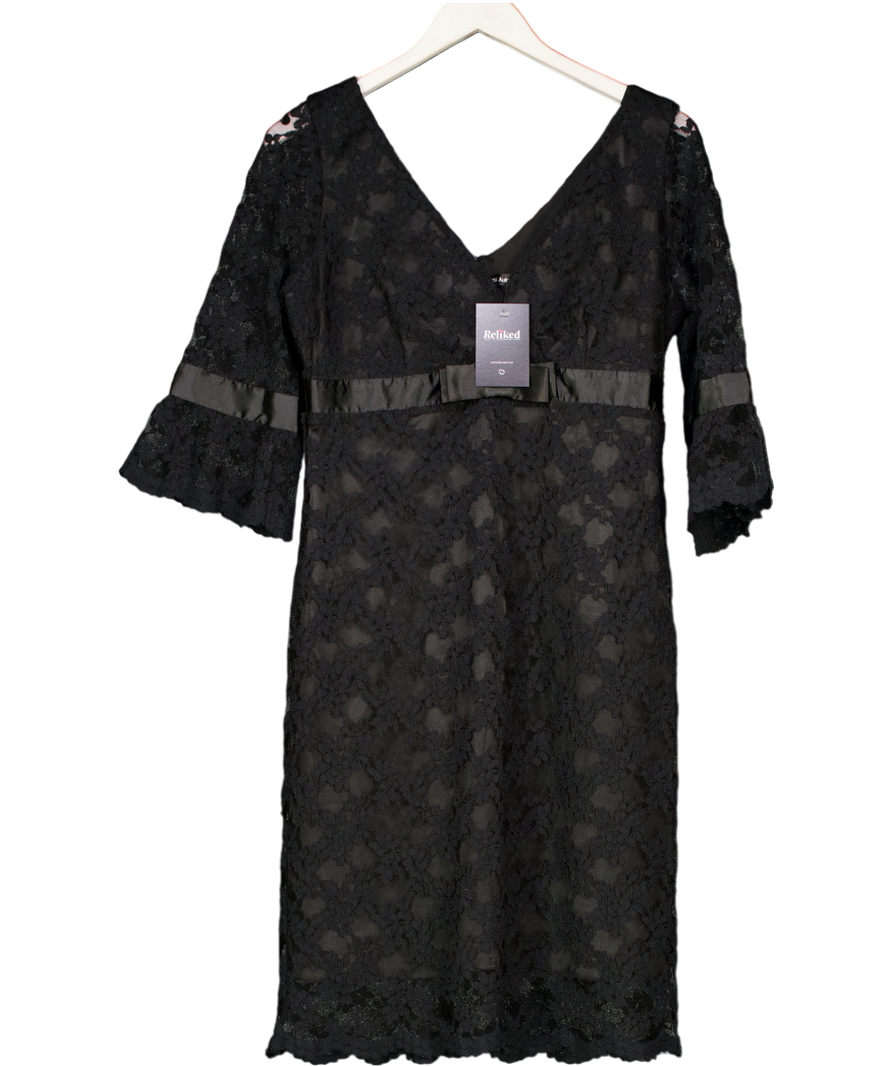 M&S Autograph Black Lace Bow Detail Dress UK 14