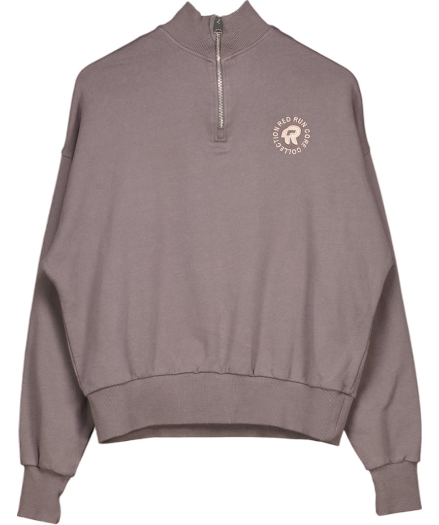 RED RUN Grey Quarter Zip Cotton Jumper UK XS