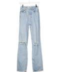 REFORMATION Blue Cynthia High Rise Straight Leg Ripped Knee Jeans W23