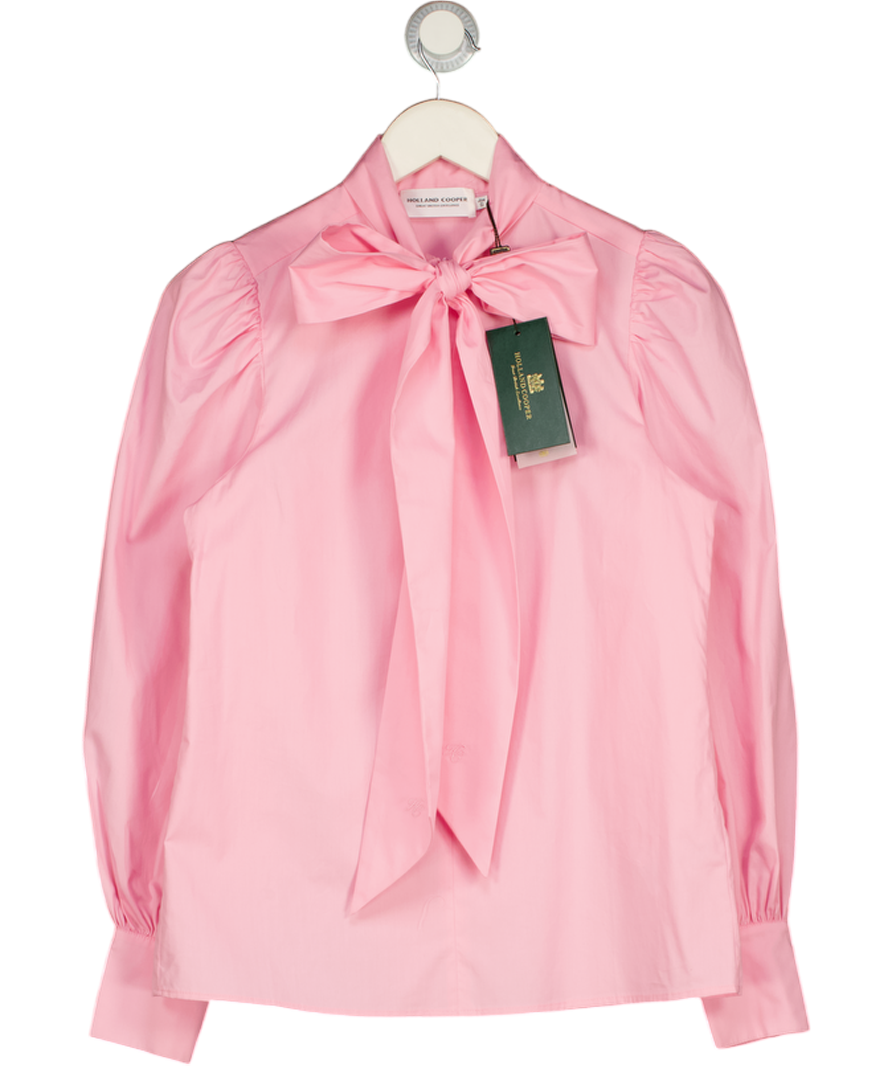 HOLLAND COOPER Cleo Blouse Bright Pink WITH EMBROIDERED LOGO AND GOLD HC  UK 6