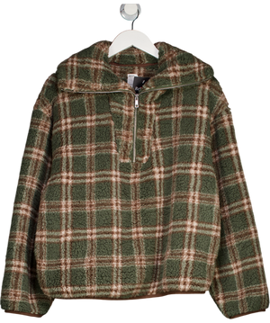 Next Green Check Borg Quarter Zip Fleece UK M