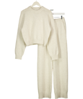 THE COUTURE CLUB 2-piece Cream Knitted Lounge Set With Embroidered Logo UK S