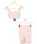 Daily Drills Pink Ribbed Cycling Short Co Ord UK S