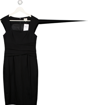 REISS Black Pleat Detail Bodycon Shift Dress UK 10