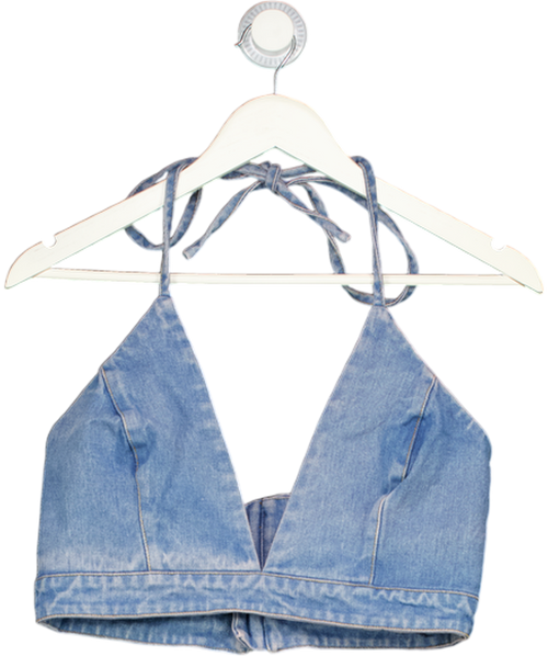 BARDOT Blue Denim Halter Bralette Top UK 10