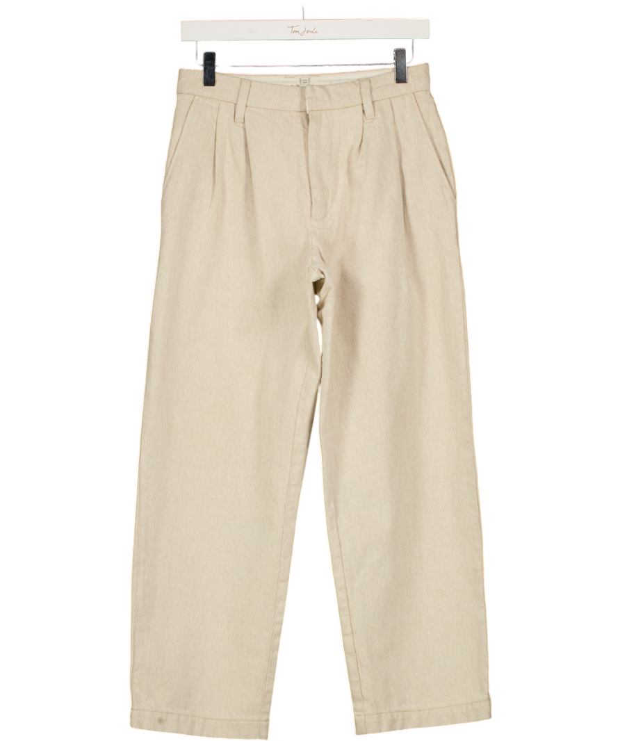 RIVER ISLAND Beige 100% Cotton Pleated Tailored Trouser UK 6