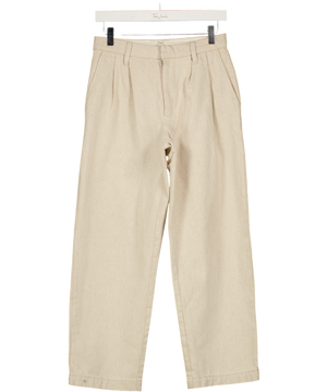 RIVER ISLAND Beige 100% Cotton Pleated Tailored Trouser UK 6