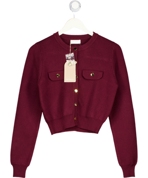 MESHKI Burgundy Red Cardigan With Gold Button UK XS