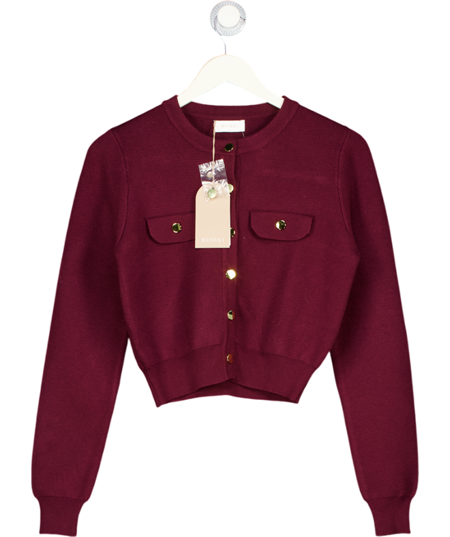MESHKI Burgundy Red Cardigan With Gold Button UK XS