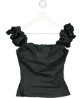 Arket Black Ruched Sleeve Shirred Back Cami Top UK 8