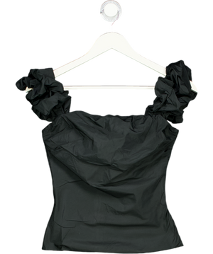 Arket Black Ruched Sleeve Shirred Back Cami Top UK 8
