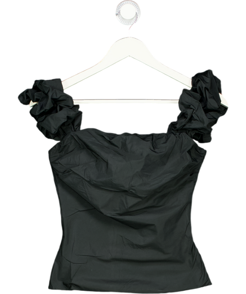 Arket Black Ruched Sleeve Shirred Back Cami Top UK 8