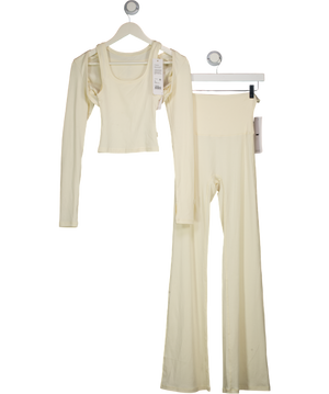 Elite Eleven Cream Lounge Fold Over Flares, Singlet And Shrug Set UK S