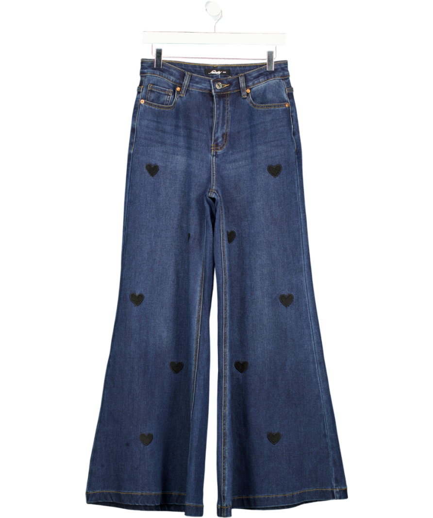 SEWELLY Mid Blue Heart Applique Wide Leg Jeans UK M