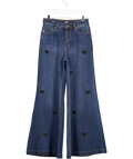 SEWELLY Mid Blue Heart Applique Wide Leg Jeans UK M