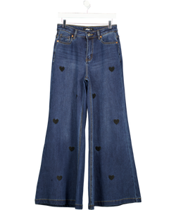 SEWELLY Mid Blue Heart Applique Wide Leg Jeans UK M