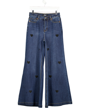 SEWELLY Mid Blue Heart Applique Wide Leg Jeans UK M