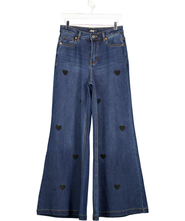 SEWELLY Mid Blue Heart Applique Wide Leg Jeans UK M