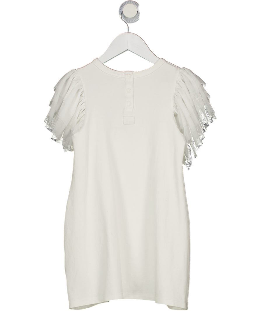 THE TINY UNIVERSE White Tulle Frill Sleeve T-shirt Dress 6 Years