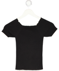 SANDRO Black Rib Knit Top With Ivory Lace Trim Sz1 UK S