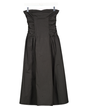 White Fox Black Ruched Side Cotton Midi Dress UK S
