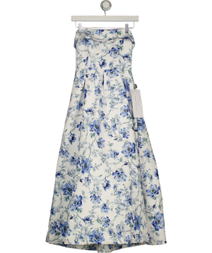 Club L White London Blue Floral Annalise Bandeau Skater Midi Dress UK 6