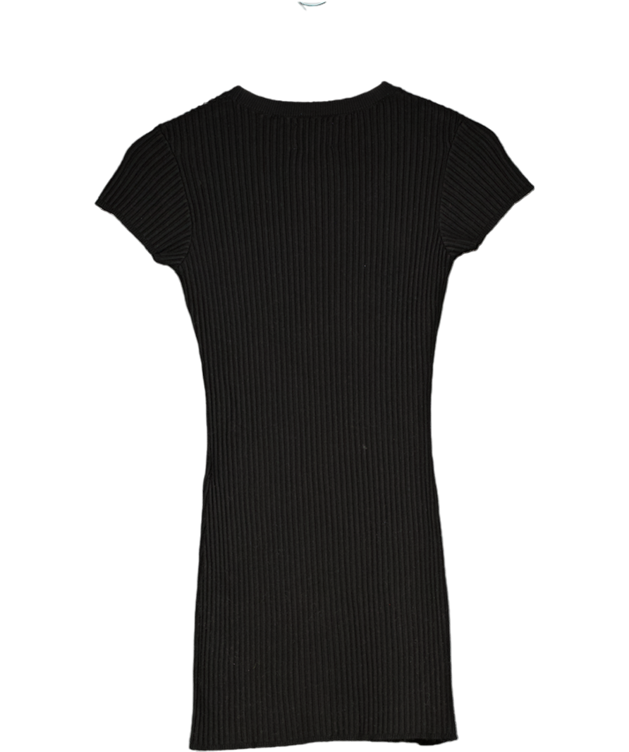 Anine Bing Black Skylar Ribbed-knit Mini Dress UK XS