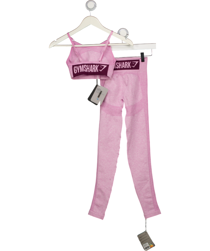 GYMSHARK Pink  Marl Flex Strappy Sports Bra And Leggings Set UK XS