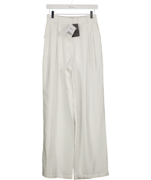 NEXT White Pleated Wide Leg Trousers - Long Length UK 8