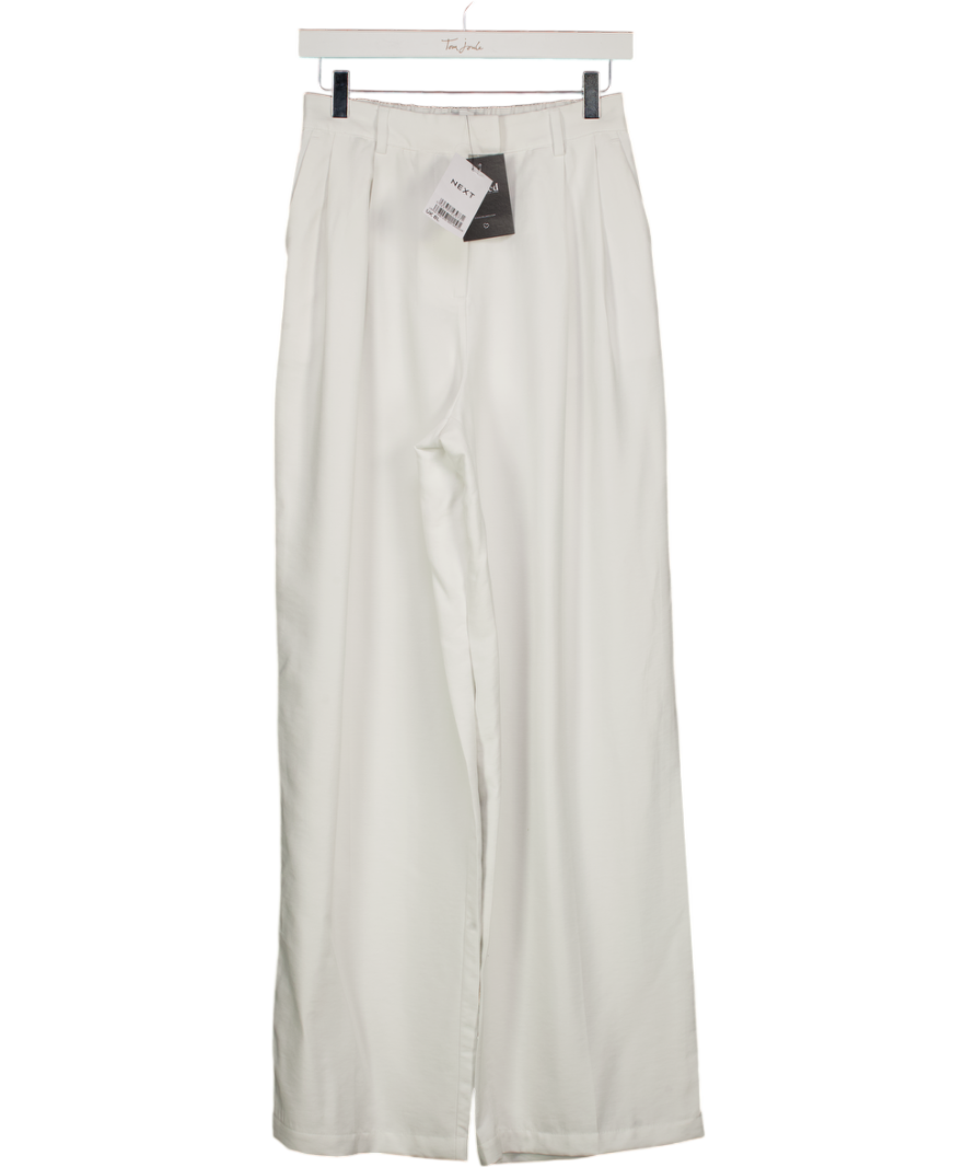 NEXT White Pleated Wide Leg Trousers - Long Length UK 8