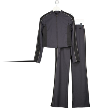 Diesel Grey G-fort Contrast-panel Stretch Wool-blend Jacket (uk10) And Tailored Trousers (uk12) Set UK S/M