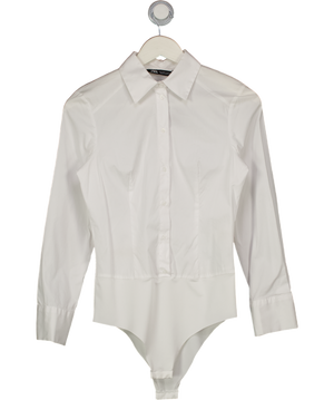 ZARA White Fitted Shirt Bodysuit UK S