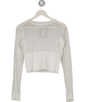 WARDROBE NYC White Fitted Long Sleeve Crop Top UK S