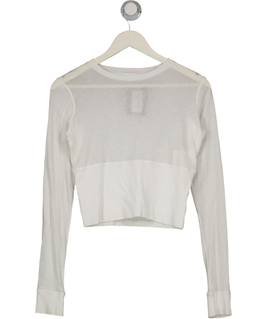 WARDROBE NYC White Fitted Long Sleeve Crop Top UK S