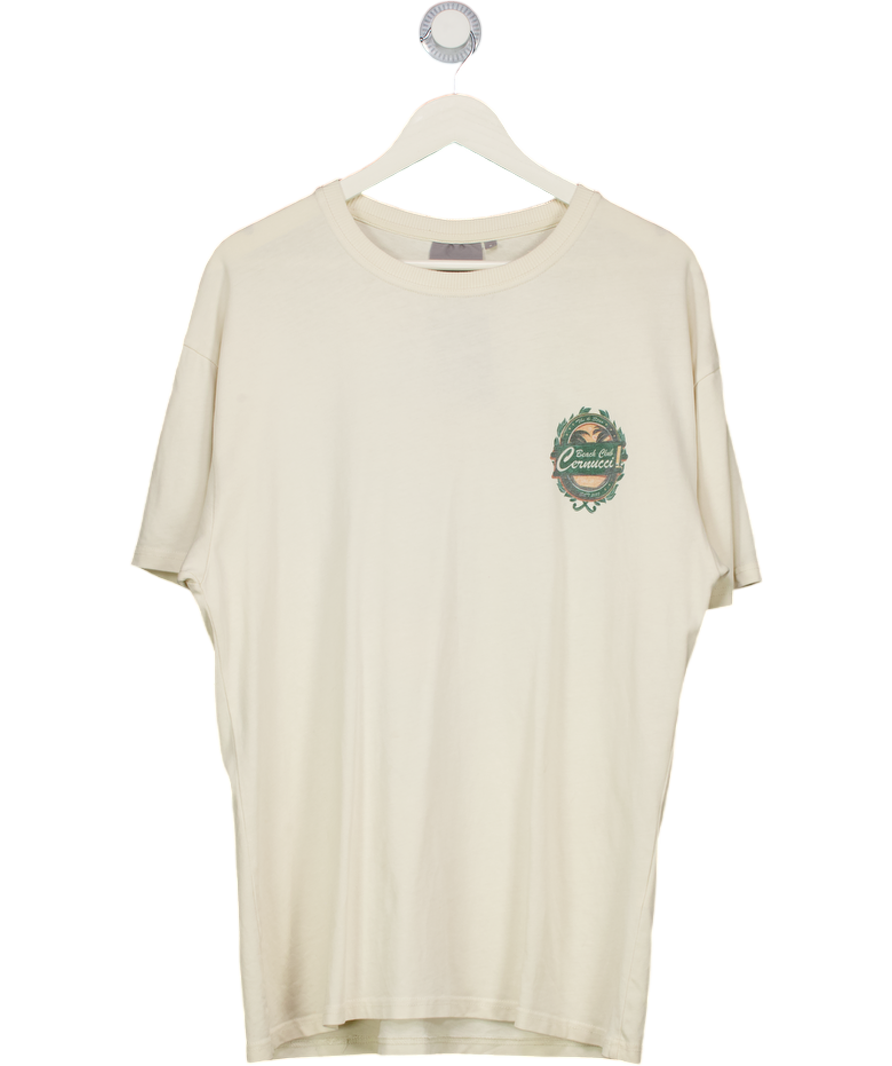 CERNUCCI Cream Beach Club Oversize Fit T-shirt UK S