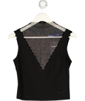 KARL LAGERFELD Black Jeans V-neck Rhinestone Mesh Top UK M