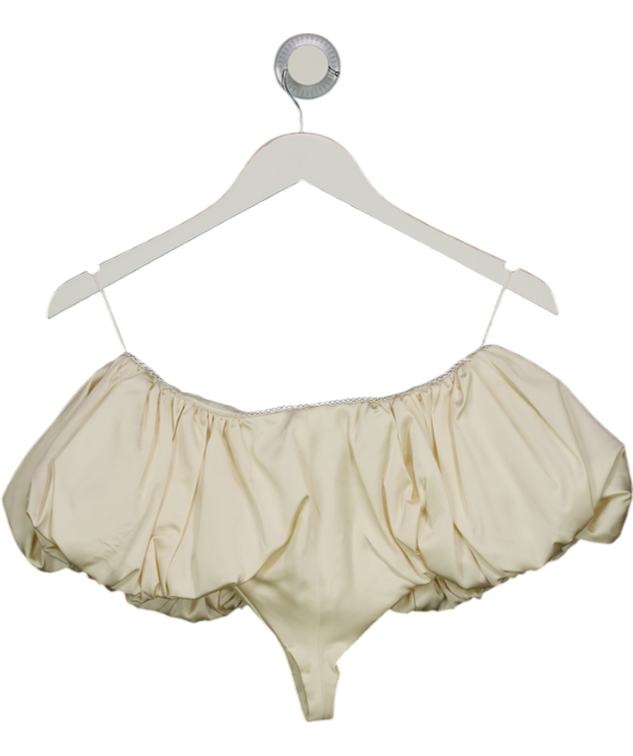 JACQUEMUS Cream Le Short Chouchou Satin Puffball Micro Shorts Fr38 UK 10