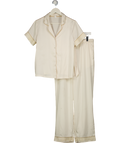 CHELSEA PEERS Cream Short Sleeve Satin Pyjama Set UK 12